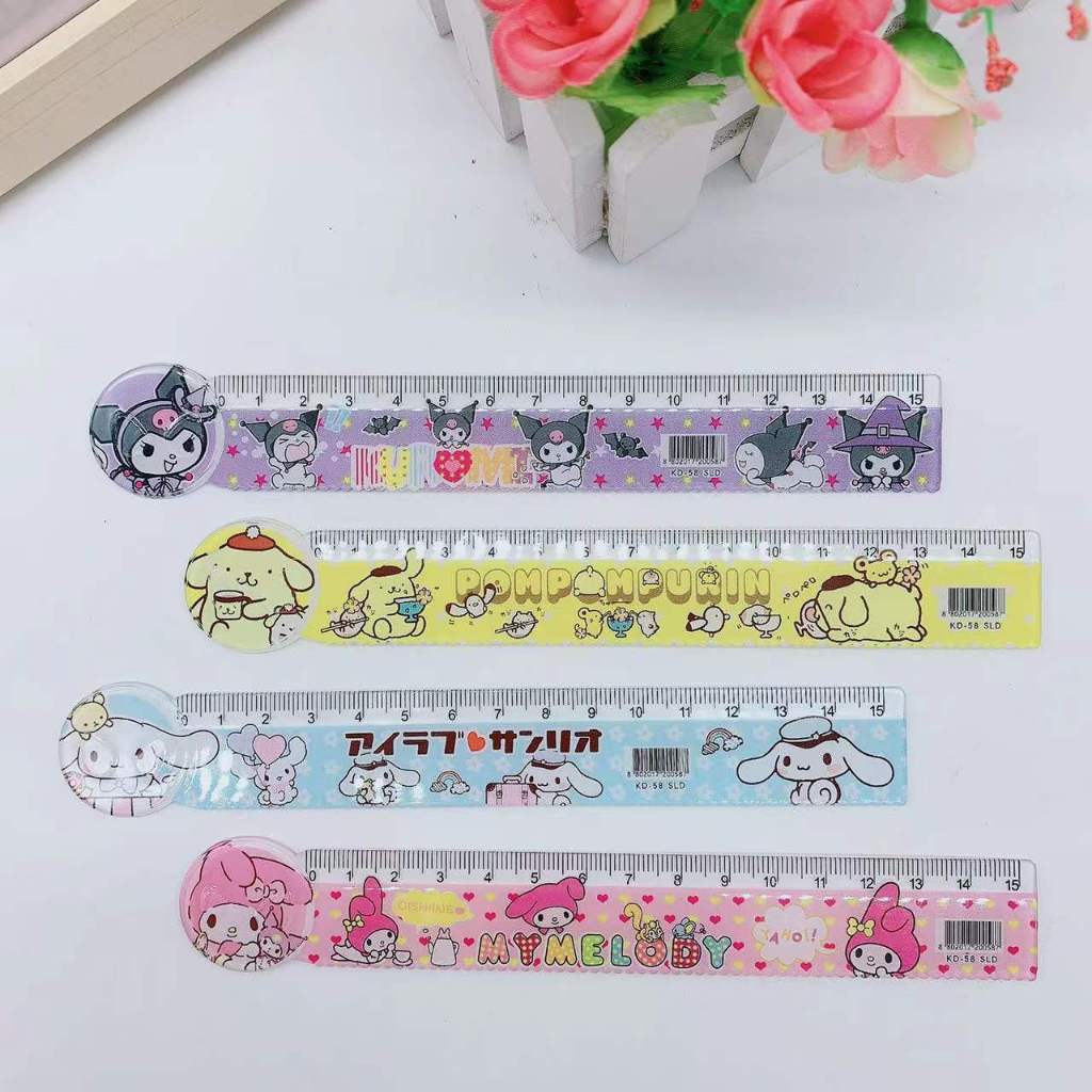 ไม้บรรทัดใส Sanrio แบบเรียบง่าย ขนาด 15 ซม. เครื่องเขียน สําหรับนักเรียน