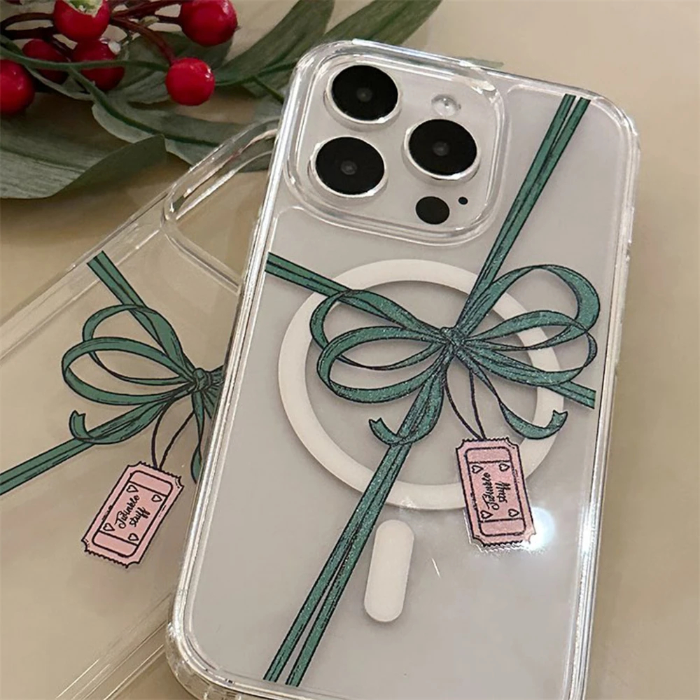 เคสโทรศัพท์มือถือ แบบใส ประดับโบว์น่ารัก สไตล์เกาหลี สําหรับ iPhone 15 14 13 12 11 Pro XS Max X XR