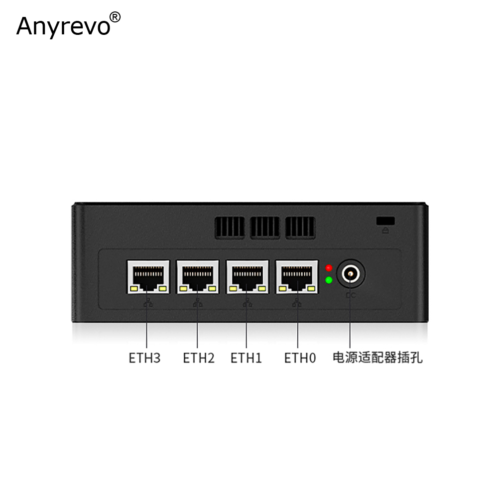 พร้อมการออกแบบพัดลมในตัว 2.5G Soft Router Intel Celeron N4100 Quad Core Mini PC 4 Intel 2500M LAN 2 
