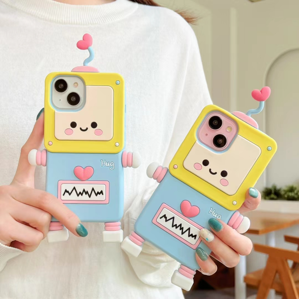 16plus 11 16pro 16 12 ProMax หุ่นยนต์น่ารัก man iphone การ์ตูนโทรศัพท์มือถือเคสซิลิโคนปกอ่อน 13pro 14pro 15pro max pxa6