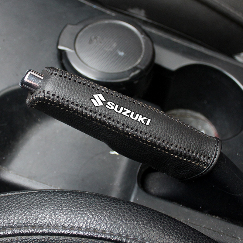 เหมาะสําหรับ Suzuki Swift Alto Jimny Carry Vitara Ertiga APV ยานยนต์ลิ้นจี่ Textured หนังมือเย็บ Handbrake Covers