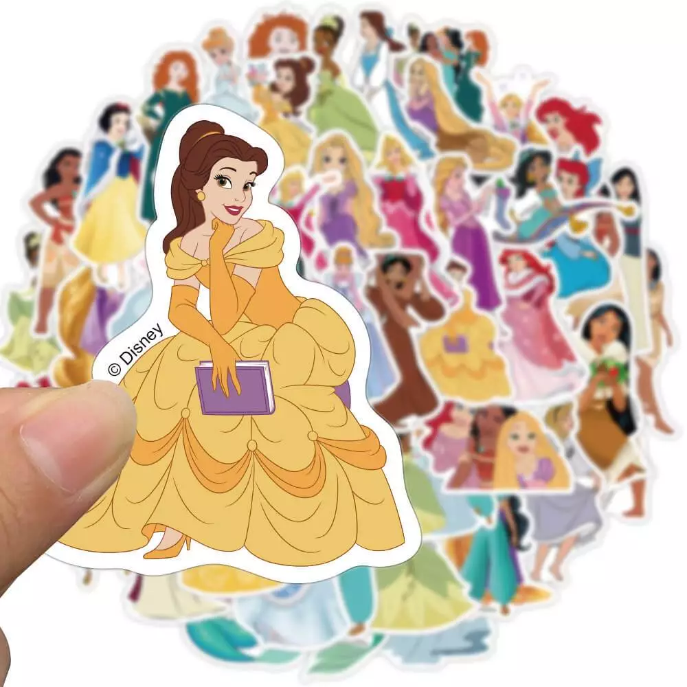 [สติกเกอร์ขนาดใหญ่] สติกเกอร์เจ้าหญิงน่ารัก 50 ชิ้น สําหรับเด็ก PVC กันน้ํา กระเป๋าเดินทาง แล็ปท็อป โน๊ตบุ๊ค กีตาร์ กระเป๋าเดินทาง รถยนต์ สติกเกอร์การ์ตูนดิสนีย์