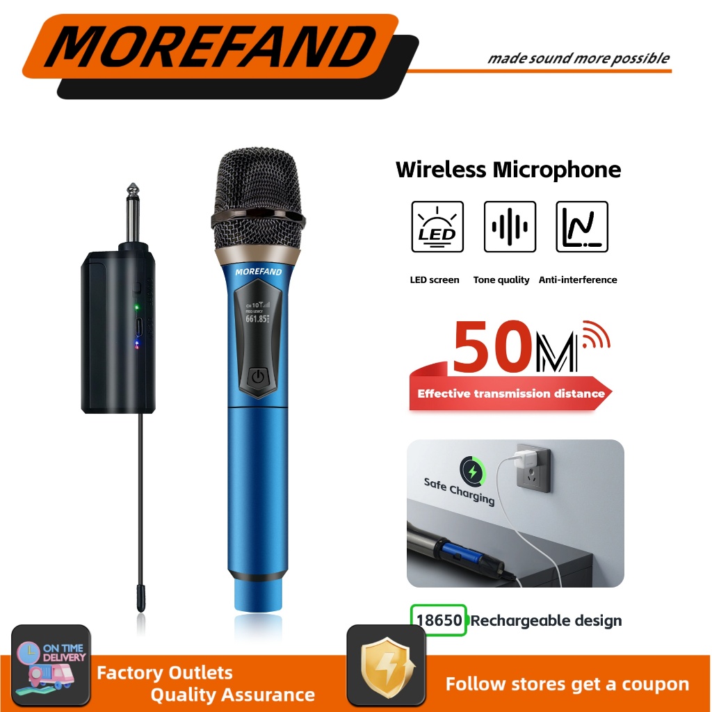 ไมโครโฟนไร้สาย 108V1-S 108V2-Sblue UHF 1280mA ชาร์จซ้ําได้