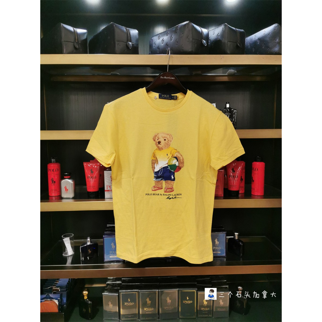 ราล์ฟ เสื้อยืดคอกลมแขนสั้นฤดูร้อนเทนนิสหมีเสื้อยืด