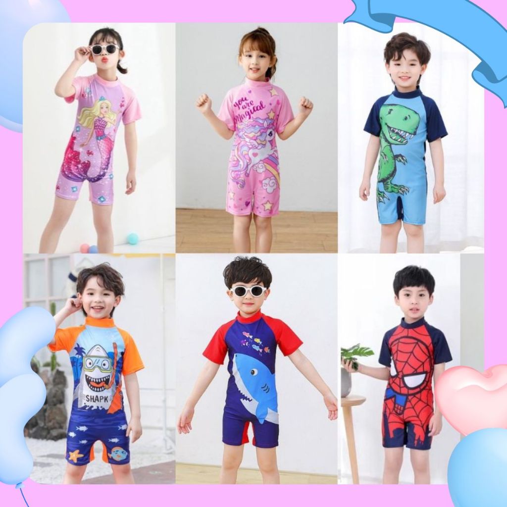 3-12 ปี Rush Guard สําหรับเด็กแฟชั่นชุดว่ายน้ํา One Piece สําหรับเด็กแขนสั้น Dri-fit Rashguard ว่ายน้ําเครื่องแต่งกายสําหรับเด็กชายและเด็กหญิง