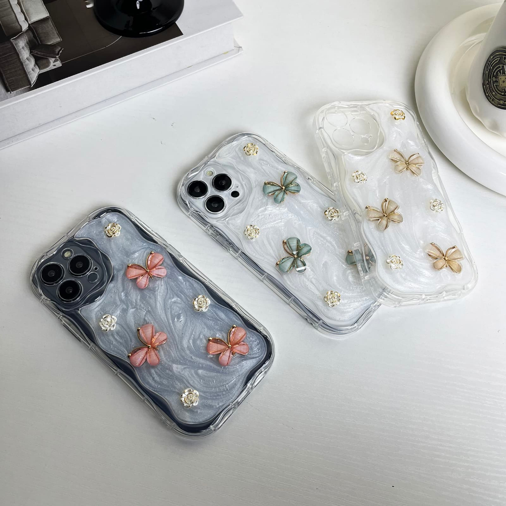 เคสโทรศัพท์มือถือ ลายผีเสื้อ ดอกคามิเลีย 3D สําหรับ iphone 15 Pro Max 14 Pro Max i14 plus 13 Pro Max i13 13pro 11 Pro Max i11 XR Xs Max 7 plus 8plus 12 Pro Max