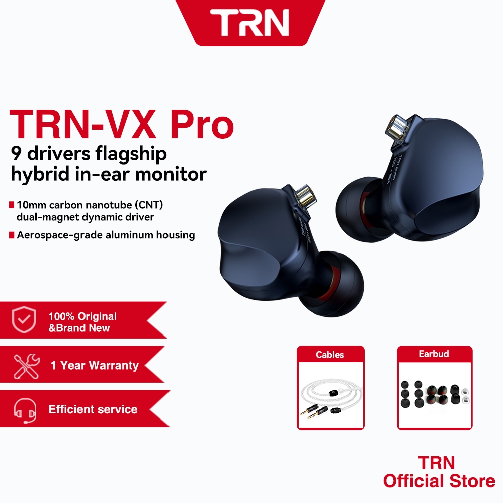 TRN VX PRO 8BA + 1DD ไฮบริดโลหะแบบมีสายหูฟัง IEM หูฟังไฮไฟ DJ Monitor ชุดหูฟังกีฬาหูฟัง