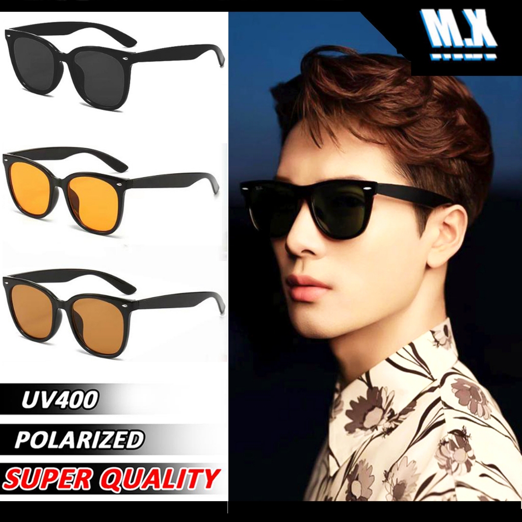 【Jackson Wang Style】COD❤️แฟชั่นเกาหลี แว่นตากันแดด กรอบหนา ทรงสี่เหลี่ยม สีดํา สไตล์วินเทจ RERBON