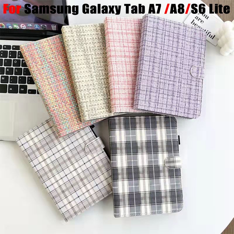 สําหรับ Samsung Galaxy Tab A7 10.4 SM-T509 SM-T500 SM-T505 Tab A8 10.5 (2021) SM-X200 SM-X205 Tab S6 Lite 10.4 SM-P619 SM-P613 แฟชั่น 3D สี Checkered ผิวแท็บเล็ต