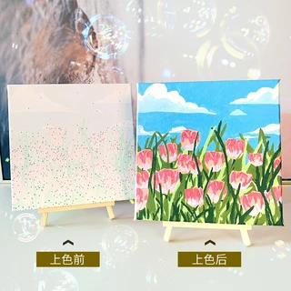View Style พร้อมส่ง ระบายสีตามเลข เฟรมผ้าใบ ภาพวาดระบายสีตามตัวเลข 20*20cm ภาพระบายตามตัวเลข ที่ ภาพร่าง น้ำ ตัว เซตสี