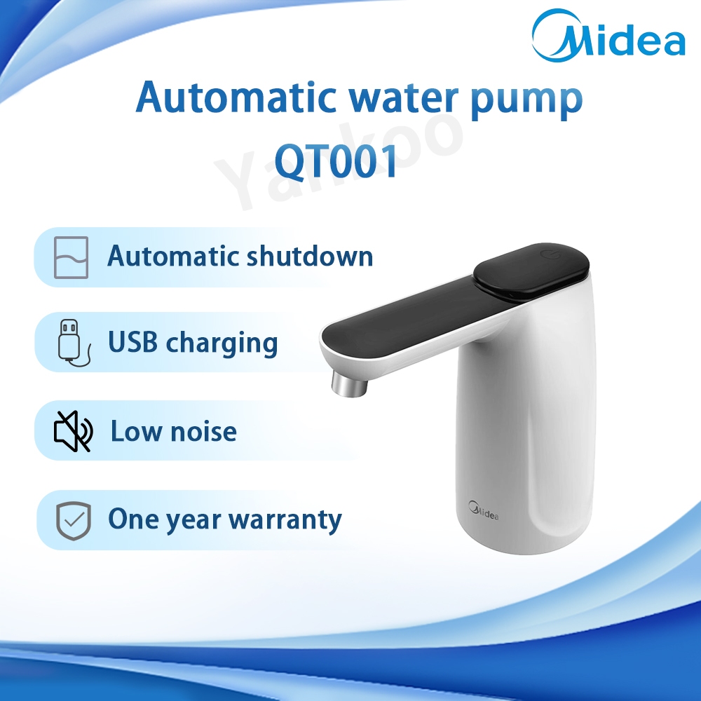 【รับประกันหนึ่งปี】Midea เครื่องปั๊มน้ําอัตโนมัติ QT001 แบบปุ่มเดียว ปิดอัตโนมัติ ชาร์จ USB เสียงเบา 