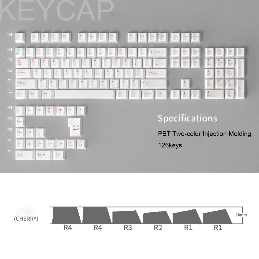-LW- Simplicity Keycap 126keys ที่กําหนดเองคีย์บอร์ดแบบกลไก Keycap CHERRY Profile PBT Doubleshot