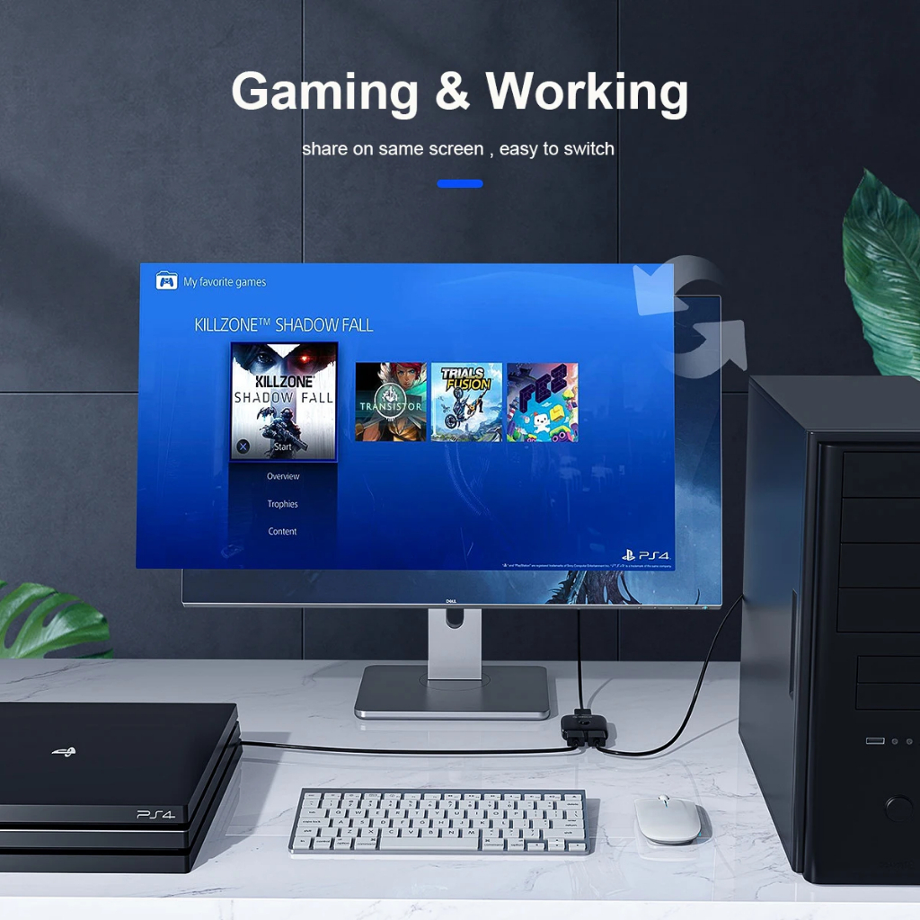 Orico HDMI-เข้ากันได้กับ Splitter 4K*2K 60HZ KVM Switcher Bi-Direction 1x2/2x1 อะแดปเตอร์แปลงเสียงสําหรับ PS5 Nintendo Switch BOX (HS2-A1)