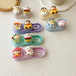 Ksseye ชุดกล่องคอนแทคเลนส์ แบบใส แบบพกพา ลายชินจัง สีม่วง สี…