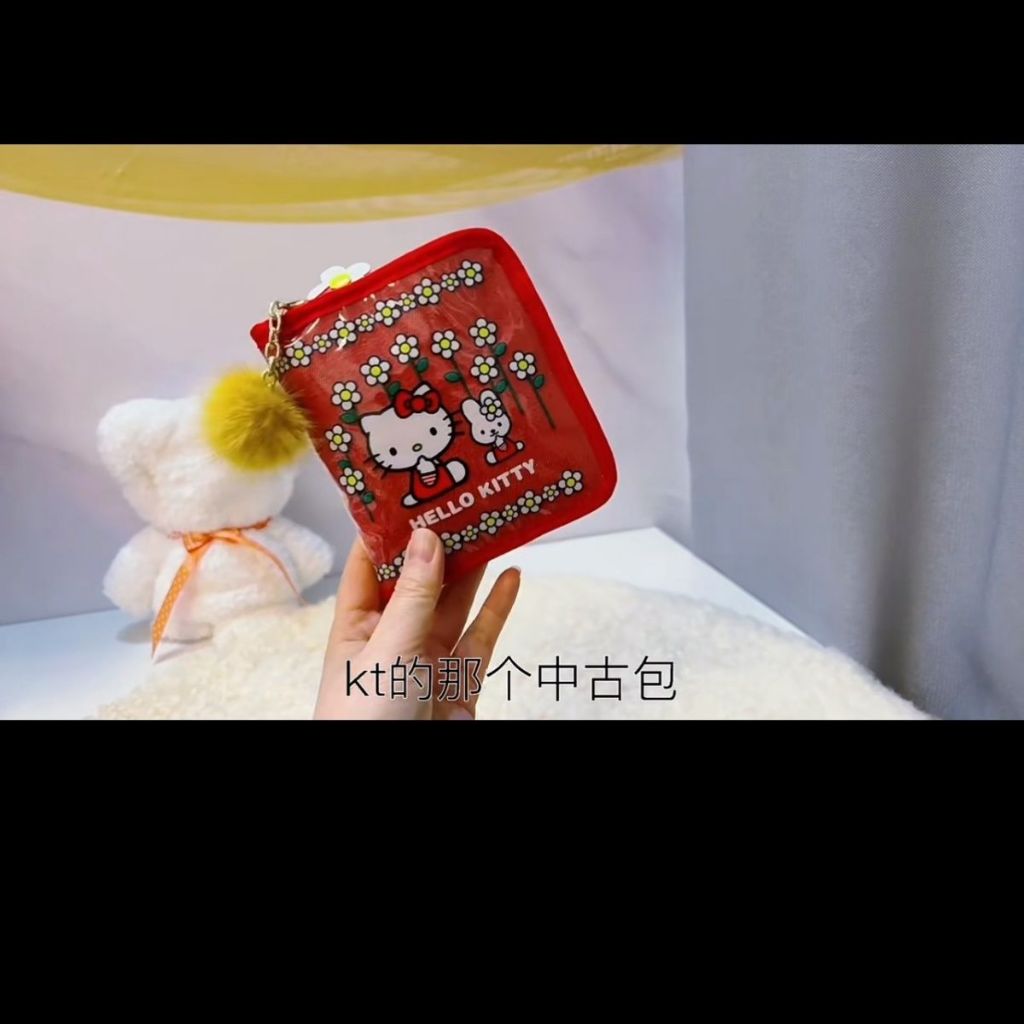 กระเป๋าสตางค์ หนัง PU ลายการ์ตูน Hello Kitty น่ารัก สามารถพับได้ เหมาะกับของขวัญ สไตล์ญี่ปุ่น สําหรับผู้หญิง