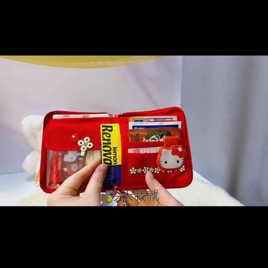 กระเป๋าสตางค์ หนัง PU ลายการ์ตูน Hello Kitty น่ารัก สามารถพับได้ เหมาะกับของขวัญ สไตล์ญี่ปุ่น สําหรับผู้หญิง
