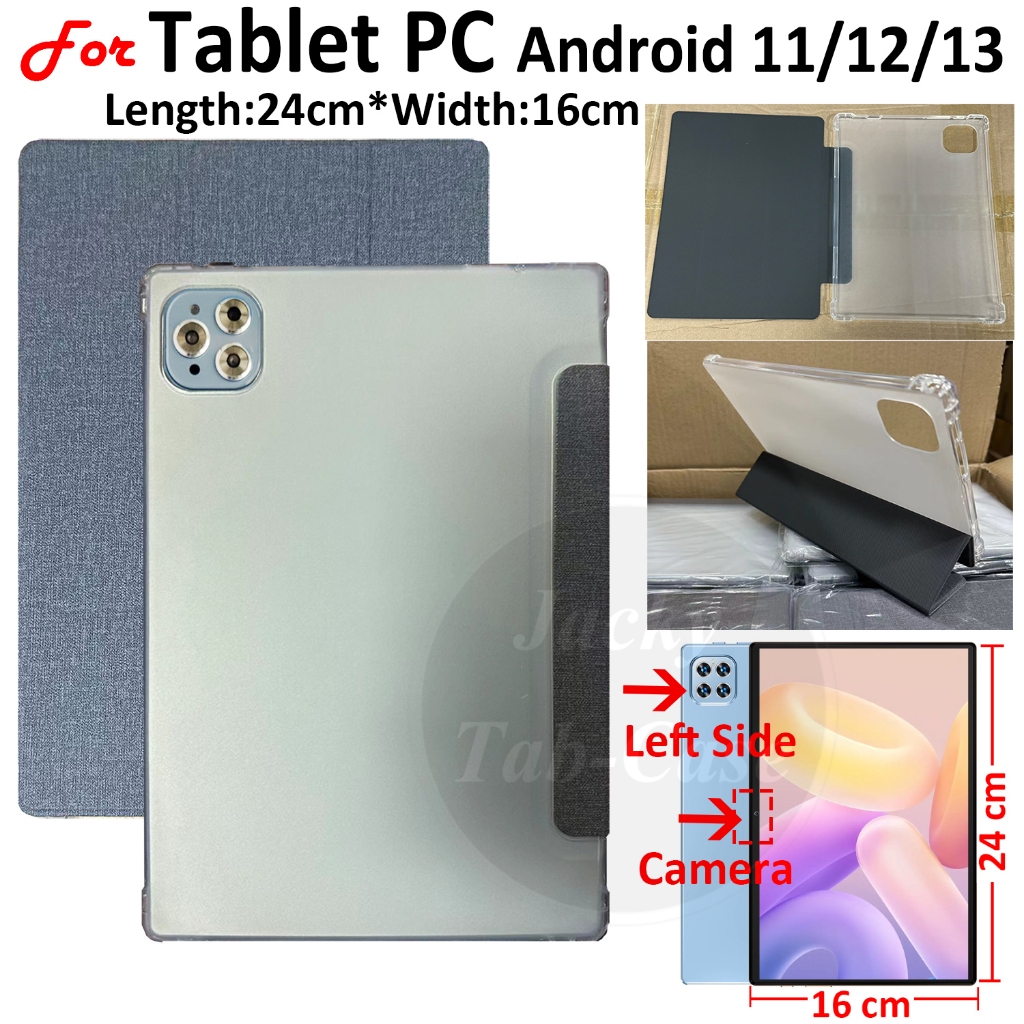 เคสแท็บเล็ตหนัง TPU นิ่ม ฝาพับ พร้อมขาตั้ง สําหรับแท็บเล็ต Tablet PC 10.1 10.5 10.6 10.8 11.6 นิ้ว (L*W:24 ซม.*16 ซม. 9.5*6.3 นิ้ว) Pad 5G 4G Android 10 11 12 13 MXS