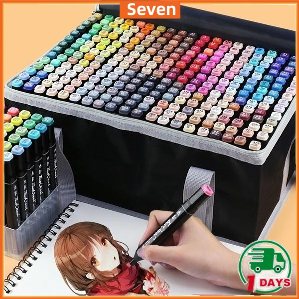 จัดส่งภายใน 24 ชั่วโมง - 2in1 ชุดปากกามาร์กเกอร์ สองหัว ปากกาเพ้นท์สี แอลกอฮอล์ สําหรับเด็ก 80 สี