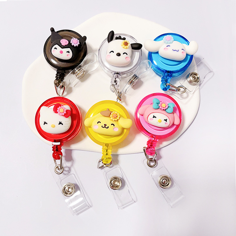 คลิปหนีบป้ายชื่อ ลายการ์ตูนญี่ปุ่น Sanrio ยืดหดได้ สําหรับหมอ ทํางาน สํานักงาน