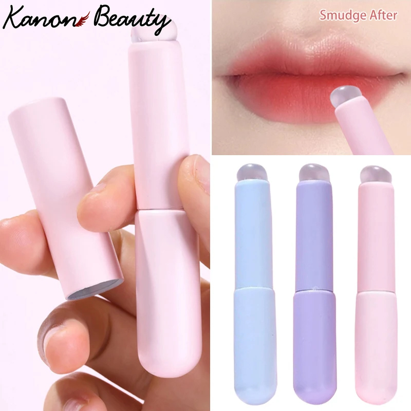 แปรงทาปากซิลิโคนพร ้ อมฝาครอบแปรงคอนซีลเลอร ์ แบบมุมเช ่ นปลายนิ ้ ว Q แปรงแต ่ งหน ้ าลิปสติกแบบนุ ่ มหัวกลม