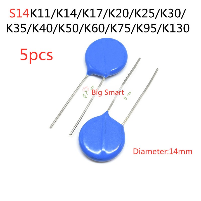 วาริสเตอร์ S14K11 K14 K17 K20 K25 K30 K35 K40 K50 K60 K75 K95 K130 เส้นผ่าศูนย์กลาง 14 มม. S14 5 ชิ้