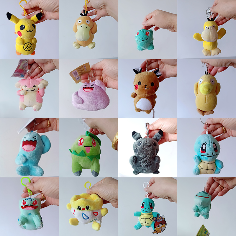 พวงกุญแจ จี้ตุ๊กตาฟิกเกอร์ Pokemon Pikachu Eevee Charmander Mew Psyduck Wobbuffet Snorlax ขนาด 8 ซม. 16 สไตล์ ของเล่นสําหรับเด็ก