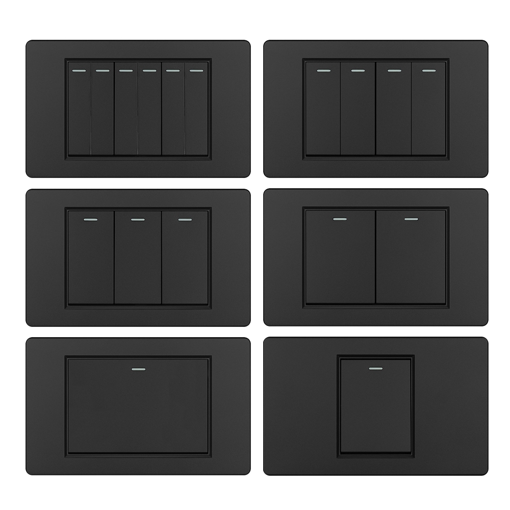 VISWE สวิตไฟ 2 way switch black switch，118*72mm แผงพลาสติก