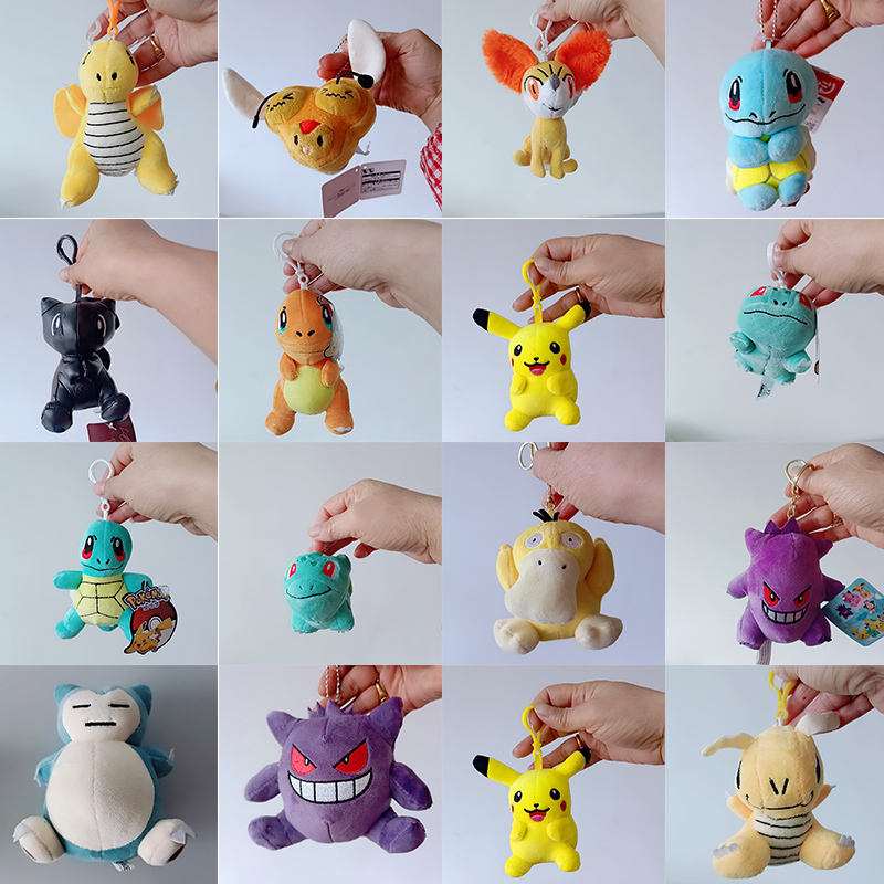 17 สไตล์ Pikachu ของเล่นตุ๊กตา Eevee Charmander Squirtle Speal Cyndaquil Gengar Sylveon Blastoise อะนิเมะสัตว์ตุ๊กตาของเล่น