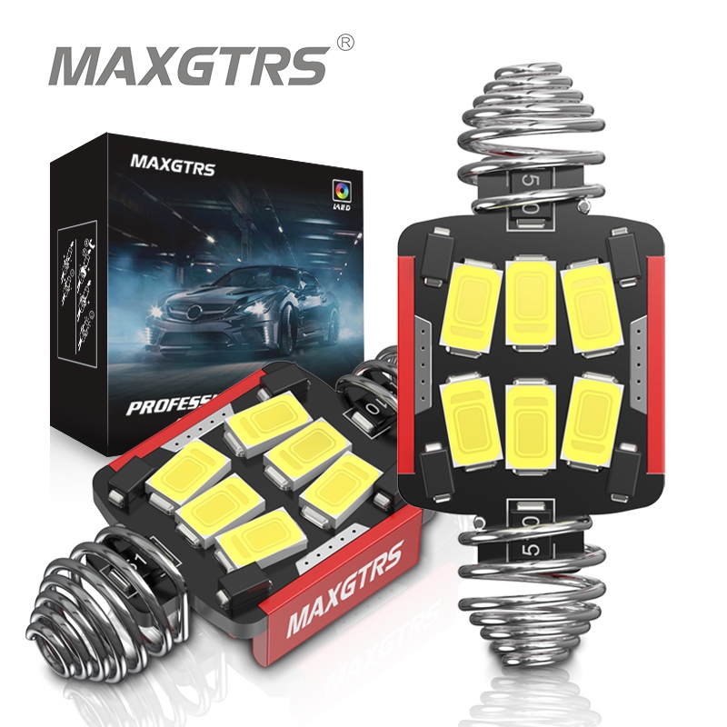 Maxgtrs หลอดไฟ LED C5W 31 มม. 36 มม. 39 มม. 41 มม. 12V 6000K สีขาว สําหรับติดป้ายทะเบียนรถยนต์ 2 ชิ้