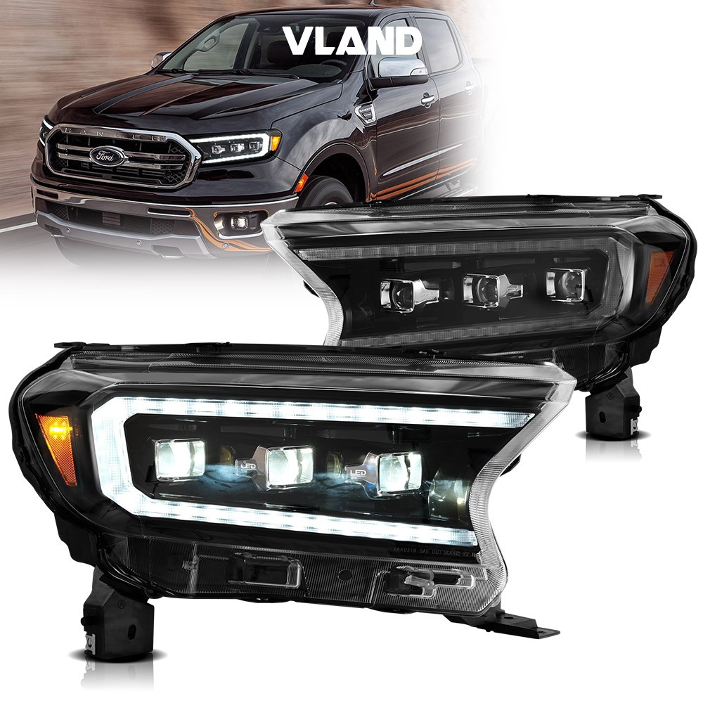 ไฟหน้า LED DRL VLAND 2016 2017 2018-2021 Ford Ranger T6 XL XLT MK2 MK3 PX2 PX3 Everest โปรเจคเตอร์