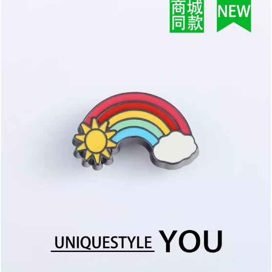 หัวเข็มขัดโลหะ รูปดอกไม้ สีรุ้ง แบบสร้างสรรค์ สําหรับตกแต่งรองเท้า Crocs DIY