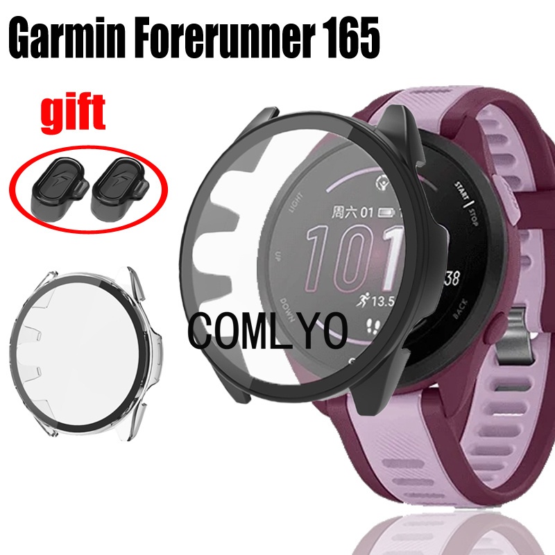 สําหรับ Garmin Forerunner 165 เคส กระจกนิรภัย ป้องกันหน้าจอ ฟิล์มกันชน ป้องกันเต็มรูปแบบ พอร์ตชาร์จ ปลั๊กกันฝุ่น