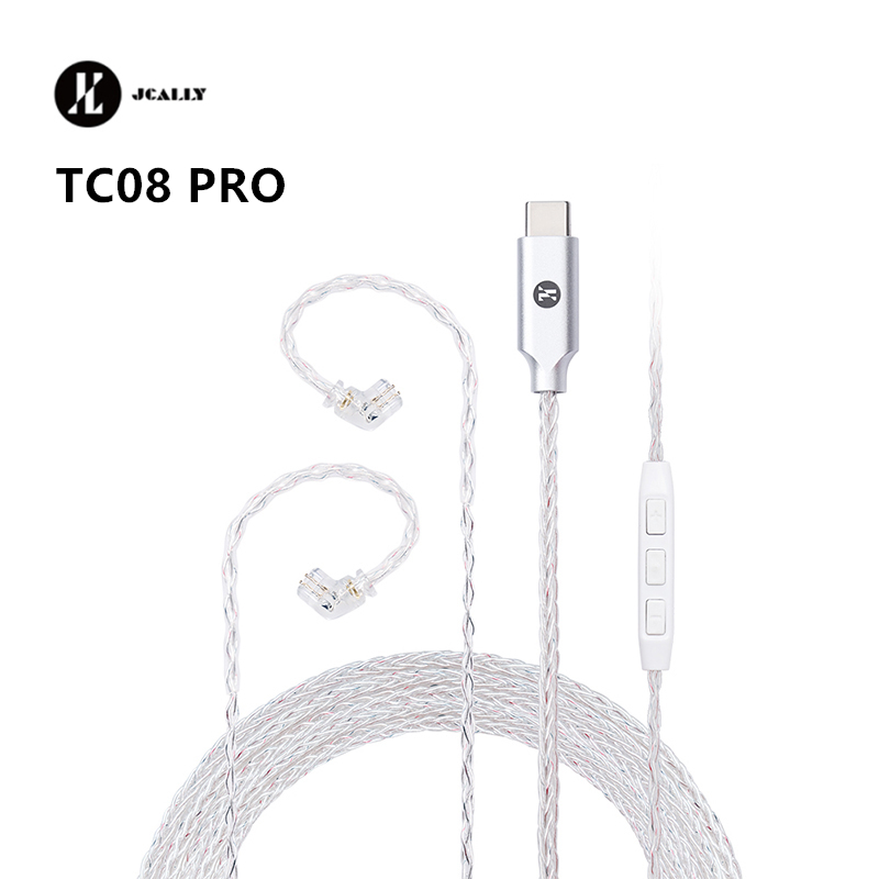 Jcally TC08 TC08 PRO TYPE-C ชุดหูฟังดิจิทัล ชุบเงิน KZ C Pin MMCX QDC ZSN 2PIN 0.78 สําหรับ EDX PRO Castor ESX MT1 AS16 PRO