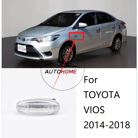 รถด้านข้างไฟเลี้ยว Fender Light สําหรับ TOYOTA VIOS gen3 2014 2015 2016 2017 2018 2019 2020 2021 2022 2023 2024 yaris ativ 2017 - 2022 Fender โคมไฟด้านข้างคุณภาพสูง
