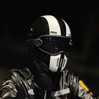 หมวกกันน็อค คาร์บอนไฟเบอร์ สไตล์เรโทร สําหรับรถจักรยานยนต์ H…