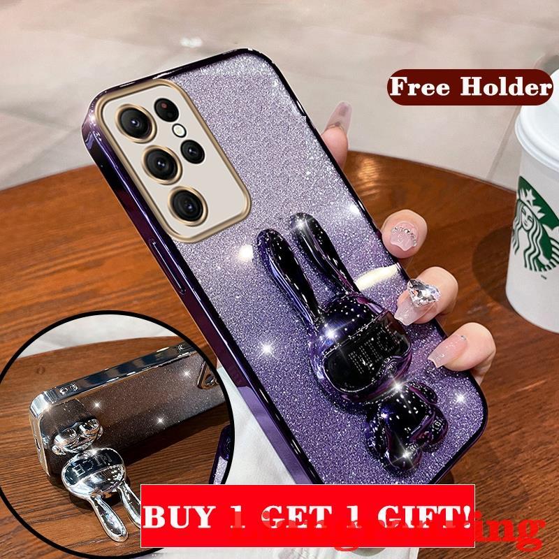 เคส เคสโทรศัพท์มือถือ ซิลิโคนนิ่ม กันกระแทก ลายการ์ตูนกระต่าย พร้อมที่ตั้งวาง สําหรับ samsung s20 ultra s20 plus s20 Fe s20 SFNCZJ01
