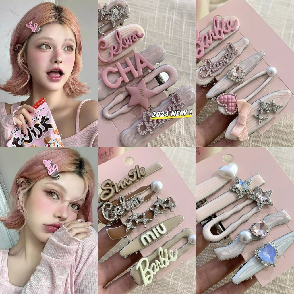 กิ๊บติดผม สีชมพู แฟชั่นฤดูใบไม้ร่วง สไตล์เกาหลี สําหรับผู้หญิง