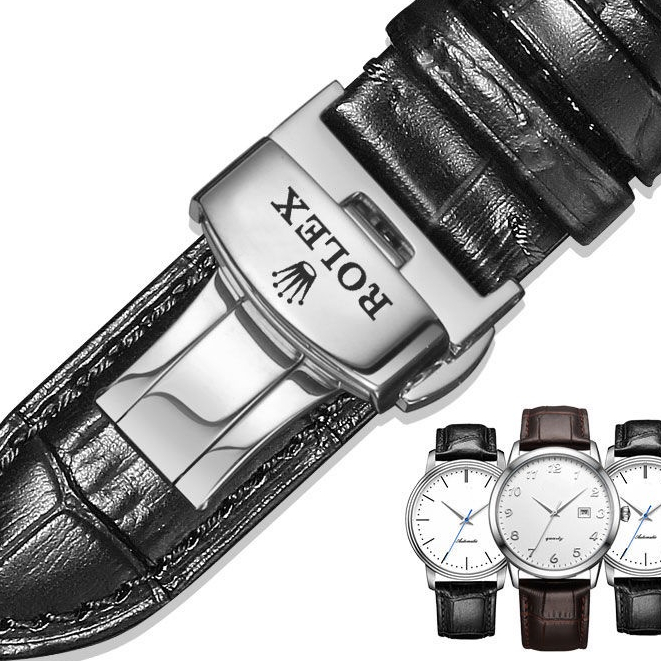 สายนาฬิกาข้อมือ สายหนังวัวแท้ ลายผีเสื้อ พร้อมโลโก้ สําหรับ Rolex Day-Date Series 20 มม. 21 มม. 22 มม.