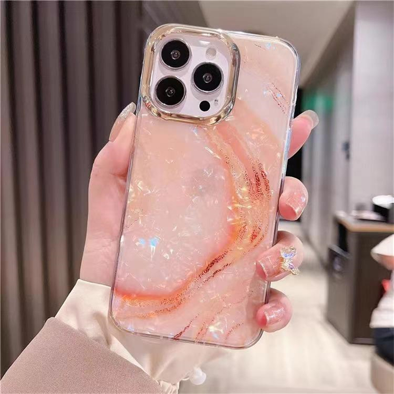 เคสโทรศัพท์มือถือ ชุบไฟฟ้า กันกระแทก ลายหินอ่อน หรูหรา สําหรับ iPhone 15 14 13 12 11 Pro Max