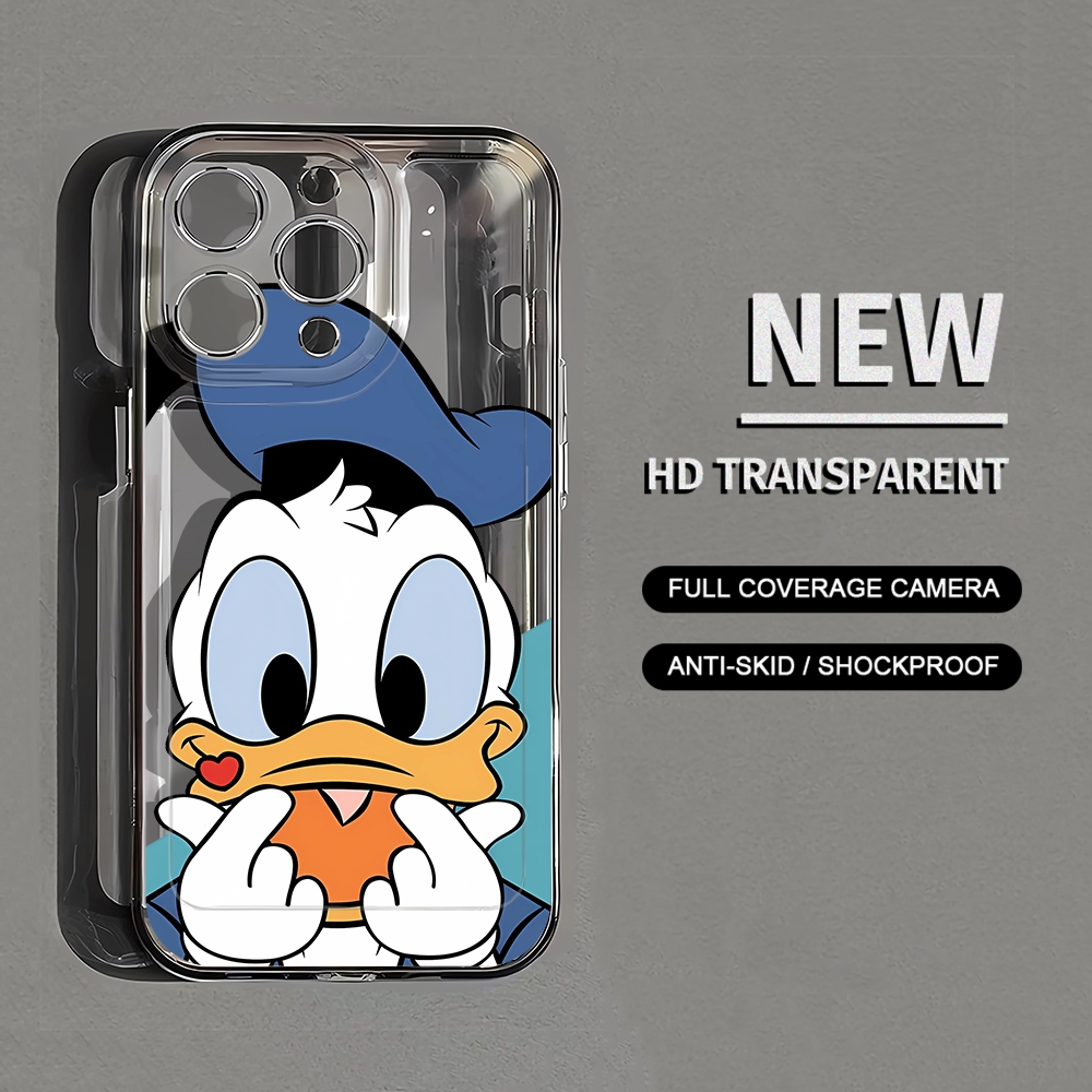 เคสโทรศัพท์มือถือแบบนิ่ม ใส ลายการ์ตูนเป็ดโดนัลด์ สําหรับ iPhone 15 14 13 12 11 Promax HD 7 8 Plus X XR Xs Max