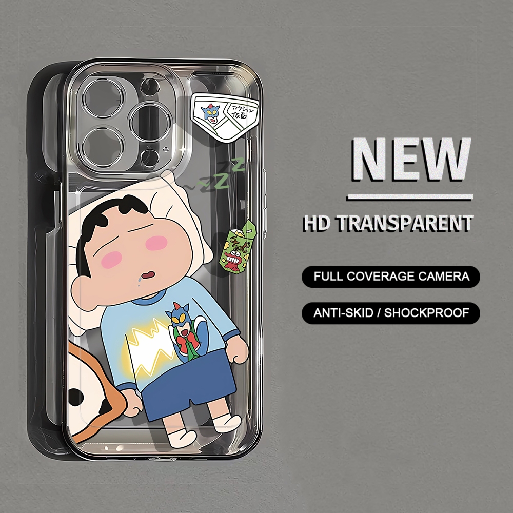 เคสโทรศัพท์มือถือแบบนิ่ม ใส ลายการ์ตูนชินจังจอมแก่น สําหรับ iPhone 15 14 13 12 11 Promax HD 7 8 Plus X XR Xs Max