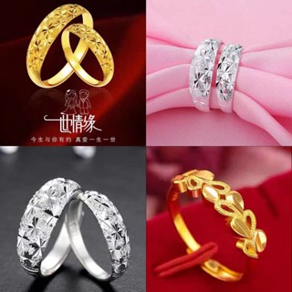 แหวนชุบทอง 24K แบบเปิด เครื่องประดับ สไตล์วินเทจ สําหรับผู้ห…