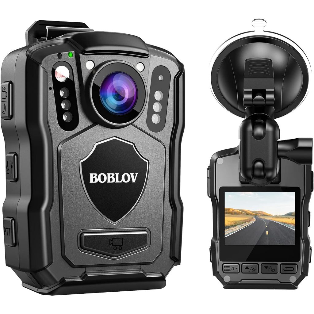 BOBLOV M5 2K Police Body สวมใส่กล้อง 1440P Body Mounted Cam Dashcam, 128G Body Cam 4200MAH แบตเตอรี่, 12 ชั่วโมง, IP67 กันน้ํา, Night Vision พร้อมรถดูด Mount