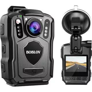 กล้องติดตัว Boblov M5 2K ตํารวจสวมใส ่ กล ้ อง 1440P Body Mounted Cam Dashcam, 128G Body Cam 4200MAH Battery,15Hrs Record, IP67 Waterproof, Night Vision พร ้ อมรถดูด Mount