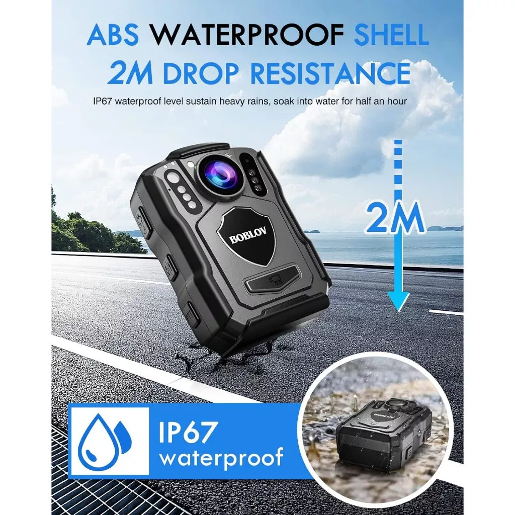 BOBLOV M5 2K Police Body สวมใส่กล้อง 1440P Body Mounted Cam Dashcam, 128G Body Cam 4200MAH แบตเตอรี่, 12 ชั่วโมง, IP67 กันน้ํา, Night Vision พร้อมรถดูด Mount thumbnail 8