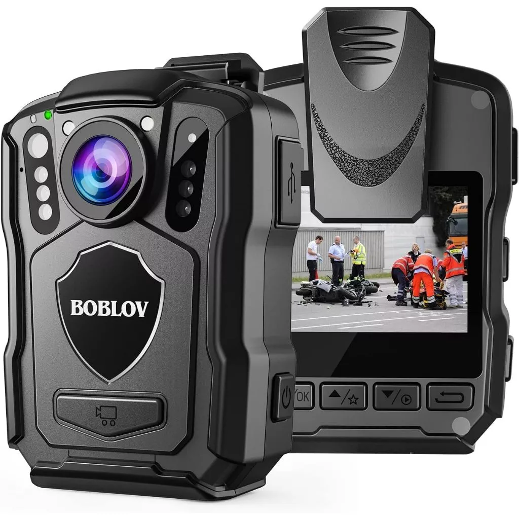 BOBLOV M5 2K Police Body สวมใส่กล้อง 1440P Body Mounted Cam Dashcam, 128G Body Cam 4200MAH แบตเตอรี่, 12 ชั่วโมง, IP67 กันน้ํา, Night Vision พร้อมรถดูด Mount thumbnail 3