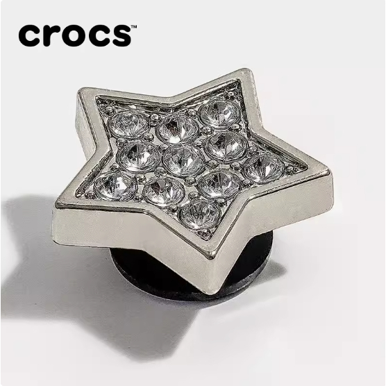หัวเข็มขัด รูปดาวห้าแฉก ประดับเพชรคริสตัล สีม่วง สําหรับตกแต่งรองเท้า Crocs