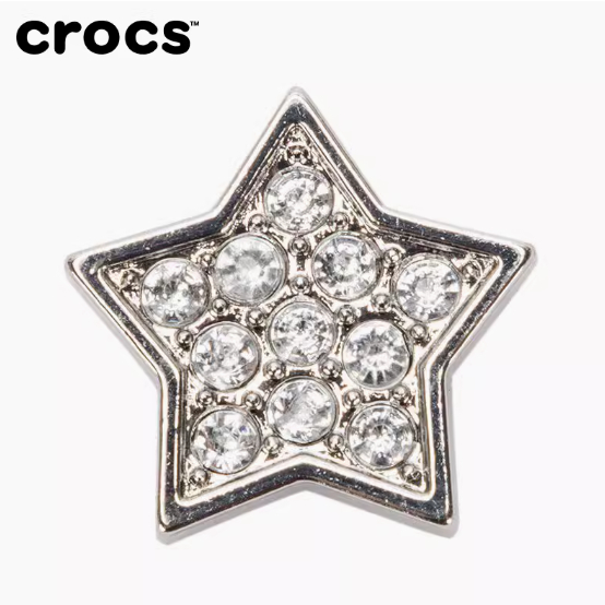 หัวเข็มขัด รูปดาวห้าแฉก ประดับเพชรคริสตัล สีม่วง สําหรับตกแต่งรองเท้า Crocs
