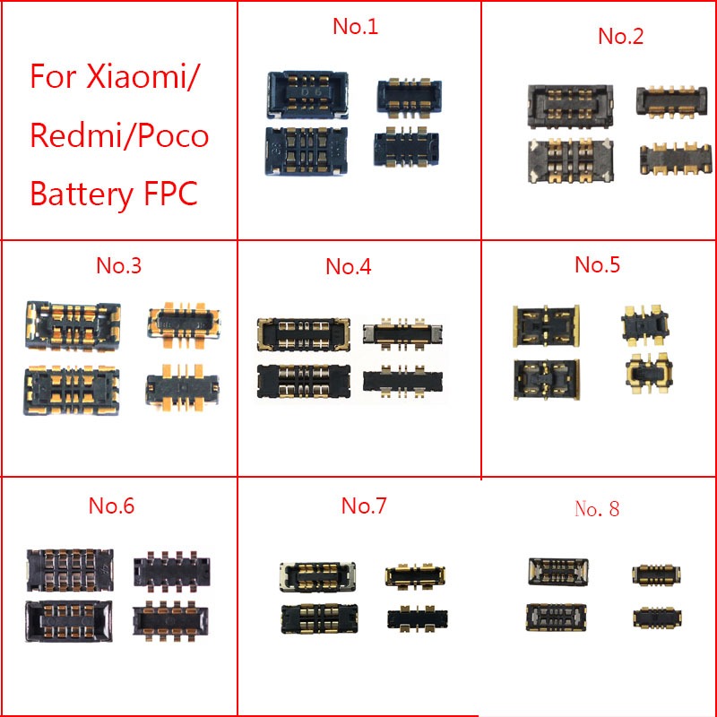 1 ชุด 2 ชุด FPC Connector แบตเตอรี่สําหรับ Xiaomi 3 4 6 8 9 10 11 12 13 14 Max Mix Redmi หมายเหตุ 5 6 7 8 SE 9 10 11 12 8A 8T K20 K30 K40 K50 K60 K70 Pro Poco X2 X3 F1 F2 คลิปโฮล