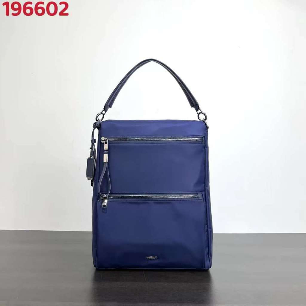 Tumi 196602 Voyageur Series Casual Portable Tote Bag Multi-Purpose Backpack Blue Silver Zipper Style